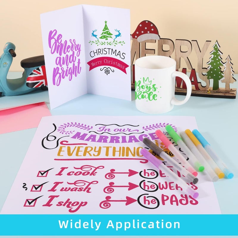 welebar Glitter Gel Pen Set Compatible with Cricut Maker 3/Maker 4/Maker/Explore 3/Explore 4/Air 2/Air, 0.8 Tip Glitter Pen Set of 7 Pack Medium Point Pen, Writing, Drawing, Invitations, Cards - Image 3